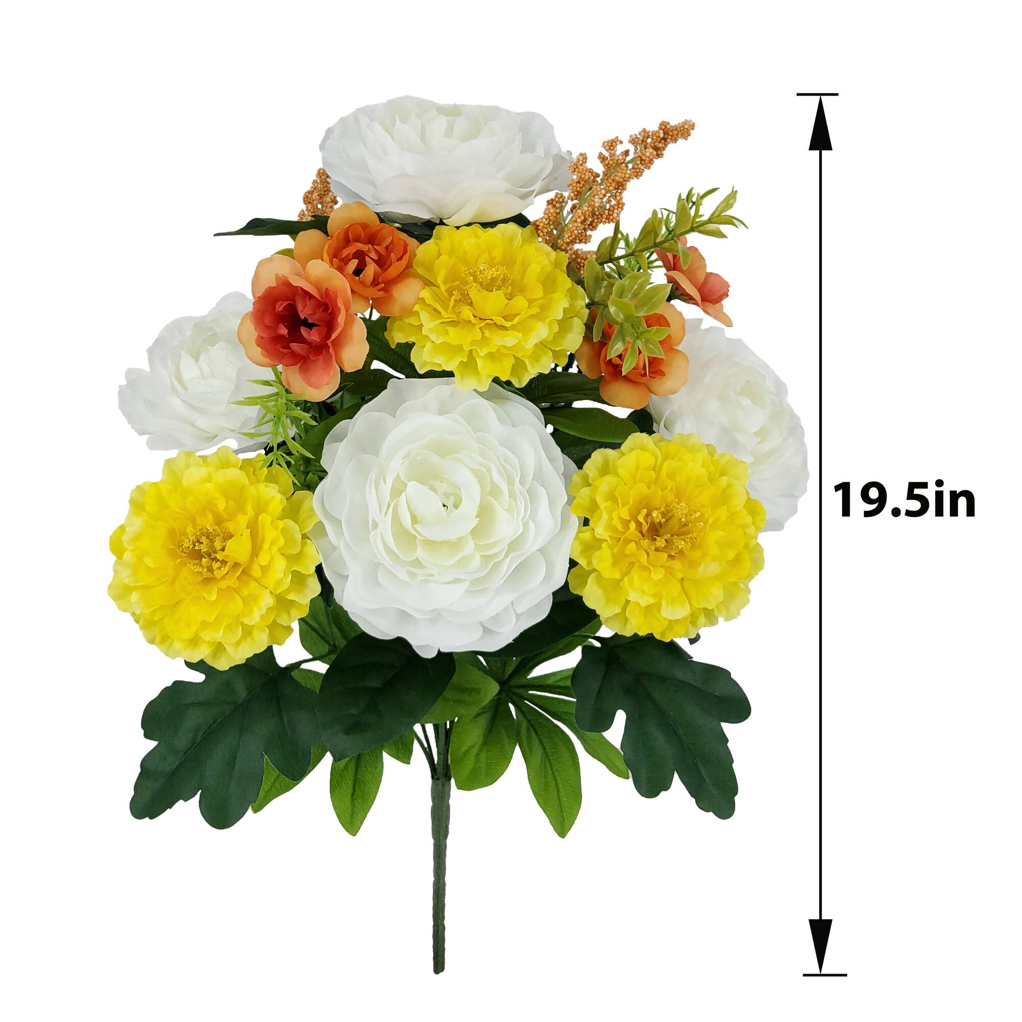 19.5" White, Yellow & Orange Ranunculus Mix Bush by Ashland®